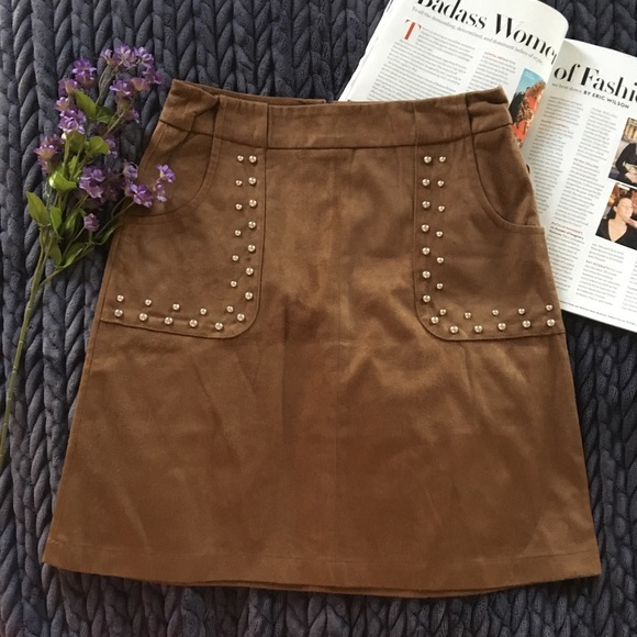 BB Dakota Dresses & Skirts - NWT BB Dakota Faux Suede Studded Skirt